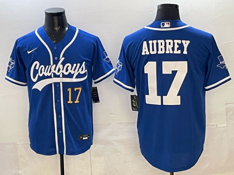 Men 2025 Nike Dallas Cowboys #17 Aubrey blue Joint Name Limited NFL Jersey 04